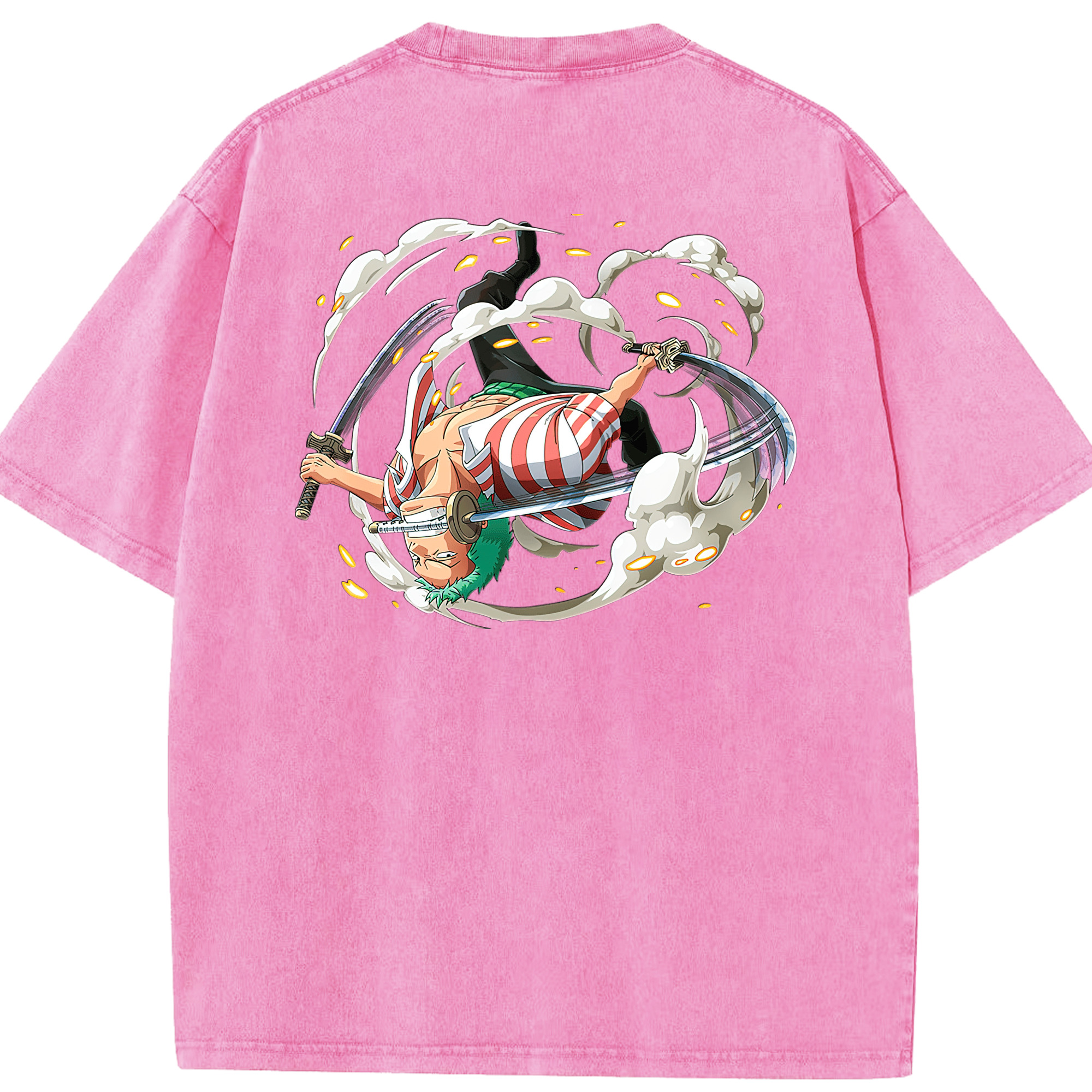 ワンピース ロロノア・ゾロ ONE PIECE Roronoa Zoro 綿100% ヴィンテージ風 半袖Tシャツ（背面プリント）